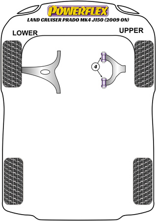 Pouzdro předního horního ramene Polyuretanové pouzdro Powerflex Road Series Toyota Land Cruiser Prado J150 (2009 -) PFF76-804