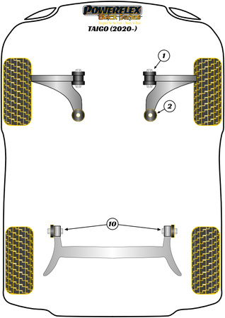 Přední lichoběžníkové rameno 30mm Polyuretanové pouzdro Powerflex Black Series Volkswagen Taigo (2020 on) PFF85-201BLK