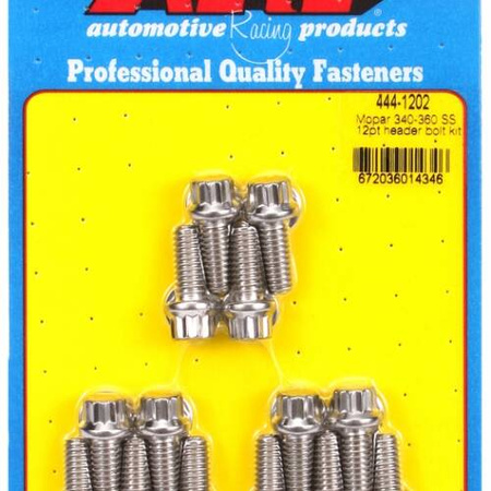 Sady čepů pro záhlaví ARP 444-1202 Mopar 340-360 SS 12pt header bolt kit Chrysler Small Block