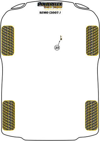 Horní vložka držáku motoru Polyuretanové pouzdro Powerflex Black Series Citroen Nemo (2007-on) PFF1-1125BLK