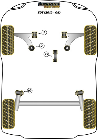 Pouzdro pro montáž zadního nosníku Polyuretanové pouzdro Powerflex Black Series Renault Zoe (2012-ON) PFR60-810BLK