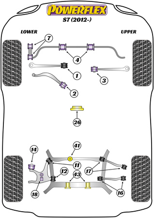 Pouzdro předního horního ramene Polyuretanové pouzdro Powerflex Road Series Audi A7 / S7 / RS7 A7 / S7 / RS7 4G8 (2012 - 2018) S7 (2012 - 2017) PFF3-203