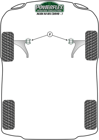 Pouzdro pro horní montáž přední vzpěry -10mm Polyuretanové pouzdro Powerflex Heritage Collection Audi A1 / S1 (2010 on) A1 8X (2010 - 2018) PFF85-431H