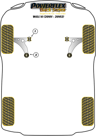 Přední lichoběžníkové rameno Zadní pouzdro  Polyuretanové pouzdro Powerflex Black Series Toyota WiLL Vi (2001 - 2002) PFF76-1002BLK