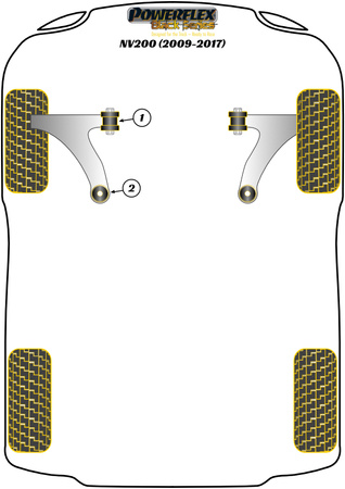 Přední rameno Přední pouzdro Polyuretanové pouzdro Powerflex Black Series Nissan NV200 (2009-2017) PFF60-901BLK
