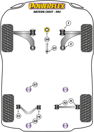 Pouzdro zadní části pomocného rámu Polyuretanové pouzdro Powerflex Road Series Volkswagen Arteon (2017 on) PFR85-828