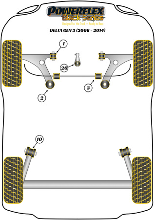 Spodní vložka držáku motoru Polyuretanové pouzdro Powerflex Black Series Lancia Delta Gen 3 (2008 - 2014) PFF16-720BLK