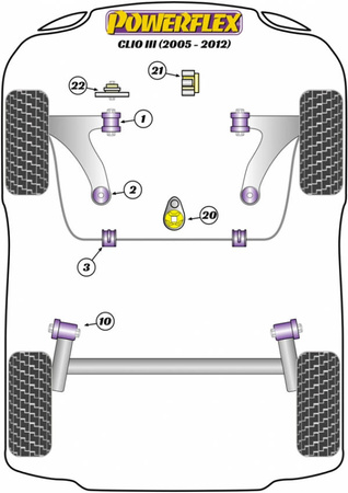 Tuleja Poliuretanowa Powerflex Renault Clio Models  - Clio III (2005-2012) PFF60-821 Nr na diagramie: 21