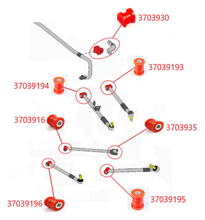 Sada odpružených pouzder - MPBS: 3703901 Mazda MX-5 NC