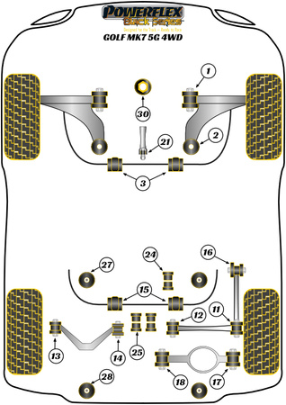 Vnější pouzdro zadní spodní tyče kolejí Polyuretanové pouzdro Powerflex Black Series Volkswagen Golf Golf MK7 5G (2012 - 2019) Golf MK7 5G 4WD inc R (2012-2019) PFR85-811BLK