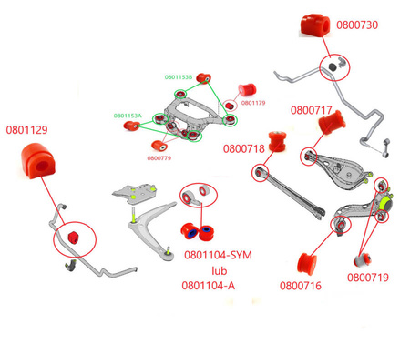 Pouzdro zadního stabilizátoru - MPBS: 0800730 BMW 3 E36, E36 Compact, E46, 5 E28, E34, E39, E39 Touring, 6 E24, 7 E32, Z3, Z4 E85 / E86,