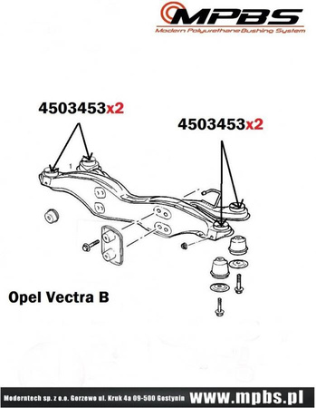 Pouzdro zadního nosníku (přední) - MPBS: 4503453A Opel Vectra B,