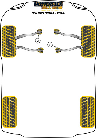 Přední spodní rameno Vnitřní odklon pouzdra Nastavitelný Polyuretanové pouzdro Powerflex Black Series Mercedes-Benz SLK R171 (2004-2010) PFF40-501GBLK