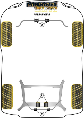 Pouzdro zadního stabilizátoru 14mm Polyuretanové pouzdro Powerflex Black Series Nissan GT-R (2008 on) PFR46-713-14BLK