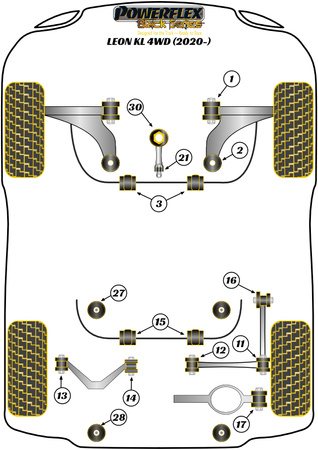Pouzdro zadního stabilizátoru 19,6 mm Polyuretanové pouzdro Powerflex Black Series Seat Leon Models Leon Mk4 KL Incl. Cupra (2020 on) Leon KL 4WD PFR85-815-19.6BLK