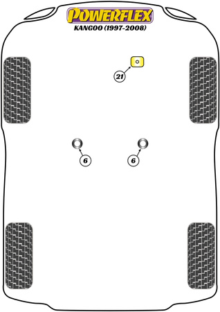 Přední horní pravá vložka držáku motoru Polyuretanové pouzdro Powerflex Road Series Renault Kangoo Models Kangoo (1997-2008) PFF60-221