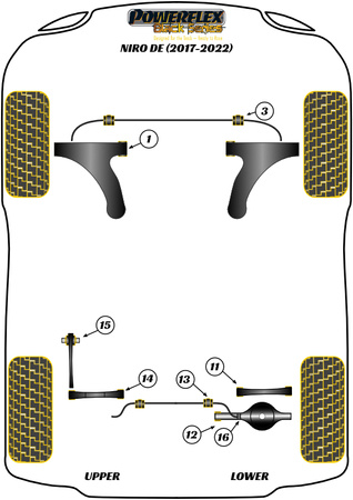 Pouzdro zadního stabilizátoru 19,3 mm Polyuretanové pouzdro Powerflex Black Series Kia Niro DE (2017 - 2022) PFR26-113-19.3BLK