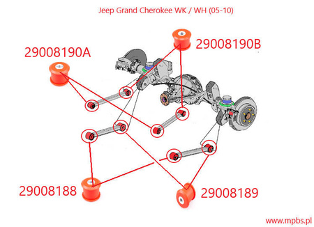 Pouzdro zadního spodního příčného ramene - přední MPBS: 29008188 Jeep Grand Cherokee III WK/WH,