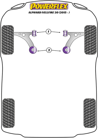 Přední lichoběžníkové rameno Zadní pouzdro Polyuretanové pouzdro Powerflex Road Series Toyota Alphard / Vellfire Models Alphard / Vellfire 30 (2015 - ) PFF76-702