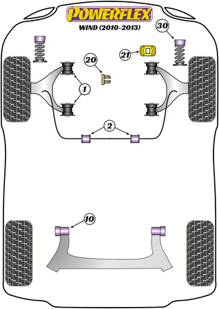 Pouzdro předního lichoběžníkového ramene Polyuretanové pouzdro Powerflex Road Series Renault Wind (2010 - 2013) PFF60-1001