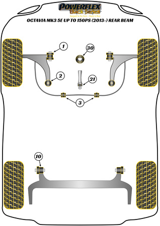 Přední pouzdro stabilizátoru 23,2 mm Polyuretanové pouzdro Powerflex Black Series Skoda Octavia Octavia Mk3 5E (2013-2019) Octavia 5E up to 150PS Rear Beam PFF85-803-23.2BLK