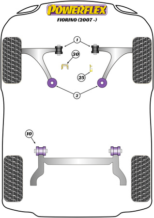 Horní vložka držáku převodovky (benzín) Polyuretanové pouzdro Powerflex Road Series Fiat Fiorino (2007-on) PFF1-1130