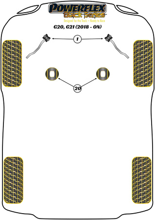 Pouzdro ramene předního poloměru  Polyuretanové pouzdro Powerflex Black Series BMW 3 Series G20, G21, G28, G80 (2018 on) G20, G21 (2018 - ) PFF5-2501BLK