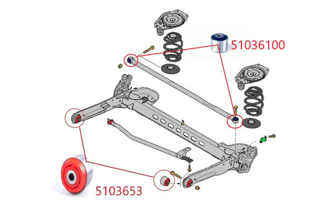 Pouzdro zadní spojovací tyče Panhard MPBS: 51036100 Nissan Primastar, Opel Vivaro A, Renault Trafic II,