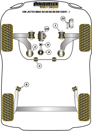 Spodní vložka držáku motoru (velká) Motorsport Polyuretanové pouzdro Powerflex Black Series Volkswagen Jetta Models Jetta MK6 A6 (2011 - 2018) Jetta MK6 A6 Rear Beam (2011 - 2018) PFF85-704BLK