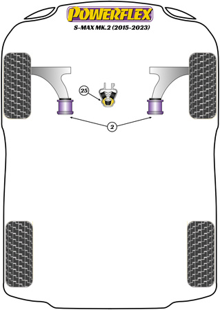 Spodní vložka držáku motoru Polyuretanové pouzdro Powerflex Road Series Ford S-Max Models S-Max MK2 (2015 - 2023) PFF19-2525