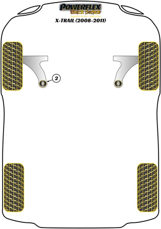 Přední lichoběžníkové rameno Zadní pouzdro Polyuretanové pouzdro Powerflex Black Series Nissan X-Trail T31 (2008 - 2011) PFF46-802BLK
