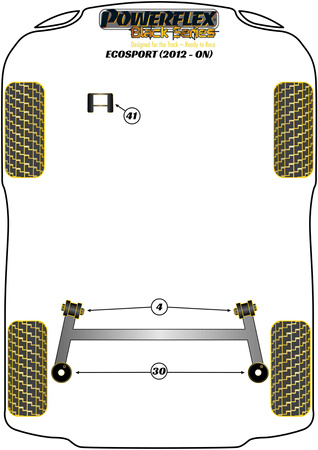 Zadní nosník k pouzdru podvozku Polyuretanové pouzdro Powerflex Black Series Ford EcoSport (2012 - ON) PFR19-1511BLK