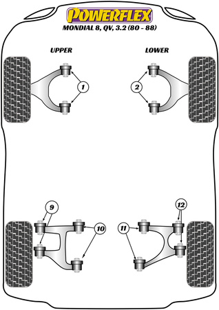 Přední spodní pouzdro lichoběžníkového ramene Polyuretanové pouzdro Powerflex Road Series Ferrari Mondial 8, Quattrovalvole & 3.2 (1980 - 1988) PF17-200