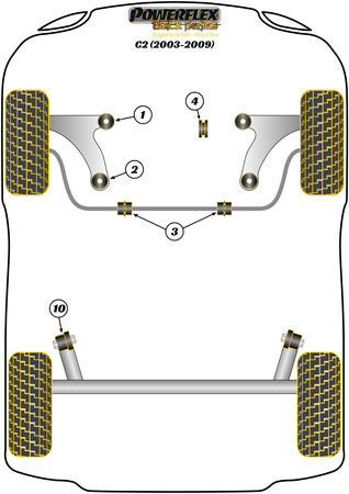 Přední pouzdro stabilizátoru 21 mm Polyuretanové pouzdro Powerflex Black Series Citroen C2 (2003-2009) PFF12-203-21BLK