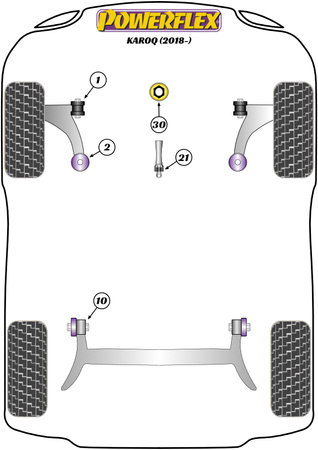 Spodní držák motoru (velký) Použití vložky Polyuretanové pouzdro Powerflex Road Series Skoda Karoq (2017 on) Karoq 2WD PFF85-832P