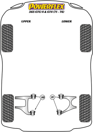 Vnitřní pouzdro zadního spodního lichoběžníkového ramene Polyuretanové pouzdro Powerflex Road Series Ferrari 365GT4 & GTC/4 (1971 - 1976) PF17-110