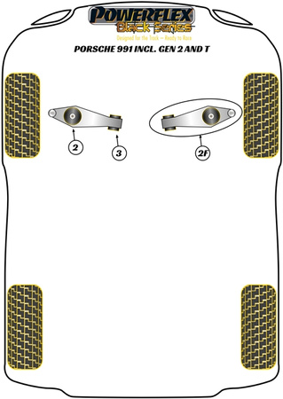 Vnější pouzdro ramene předního pásu Polyuretanové pouzdro Powerflex Black Series Porsche 911 991 (2012 - 2019) PFF57-804BLK