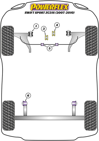 Sada šroubů odklonu PowerAlign (12mm x 60mm) Polyuretanové pouzdro Powerflex road+black Suzuki Swift Sport MK2 (ZC31S) (2006 - 2010) PFA100-12
