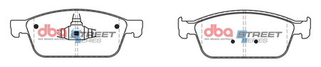Přední brzdové destičky DBA Brake Pads Street Series Ceramic - DB2353SS FORD Focus Mk3 Kuga Mk2 Tourneo Connect Transit