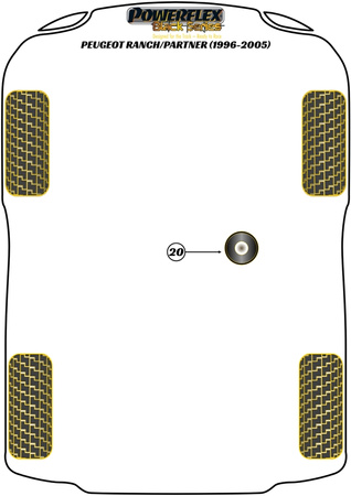 Spodní zadní pouzdro motoru - Track/MSport Polyuretanové pouzdro Powerflex Black Series Peugeot Partner / Ranch Models Partner I / Ranch (1996-2012) PFF50-420BLK