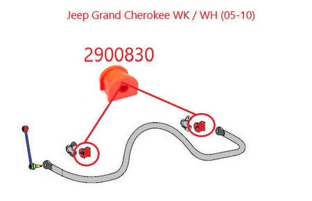 Sada odpružených pouzder - Rozšířená pouzdra přední nápravy - MPBS: 2900801TM Jeep Grand Cherokee III WK/WH,
