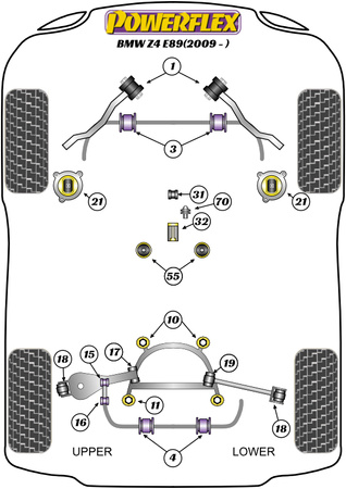 Vnitřní pouzdro zadního spodního lichoběžníkového ramene Polyuretanové pouzdro Powerflex Road Series BMW Z Series  Z4 Series Z4 E89 (2009 -)  PFR5-4616