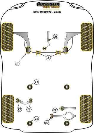 Přední pouzdro stabilizátoru 23 mm Polyuretanové pouzdro Powerflex Black Series Audi Q3 / RSQ3 Q3 / RSQ3 8U (2012 - 2018) Q3 8U PFF85-503-23BLK