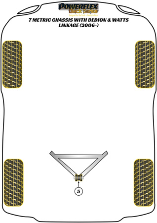 DeDion "A" rám středového pouzdra Polyuretanové pouzdro Powerflex Black Series Caterham 7 (DeDion with Watts Linkage) 7 Metric Chassis with DeDion & Watts Linkage (2006 on) PF8-903BLK