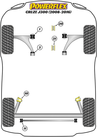Sada šroubů odklonu PowerAlign (12mm x 60mm) Polyuretanové pouzdro Powerflex road+black Holden Cruze MK1 J300 (2008 - 2016) PFA100-12