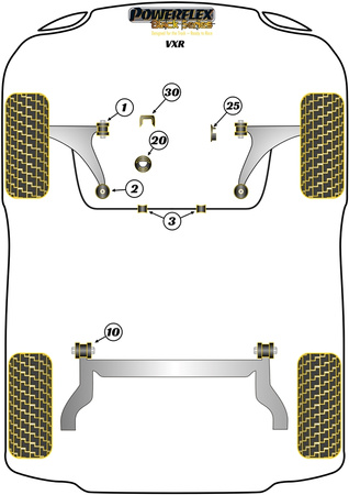 Přední pouzdro stabilizátoru 21 mm Polyuretanové pouzdro Powerflex Black Series Vauxhall / Opel Corsa Models Corsa D (2006-2014) VXR/OPC PFF80-1103-21BLK