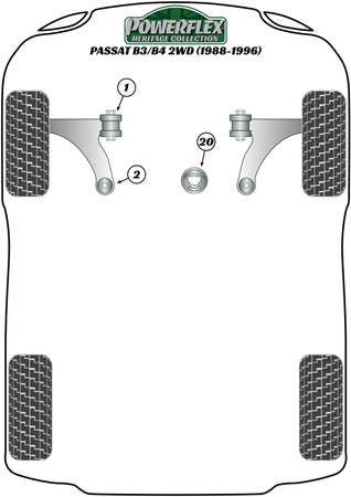 Přední vzpěra horní držák Polyuretanové pouzdro Powerflex Heritage Collection Volkswagen Passat Models Passat B3/B4 (1988 - 1996) Passat B3/B4 2WD (1988 - 1996) PFF85-239H