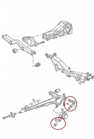 Vnější pouzdro zadního spodního ramene - k náboji - MPBS: 0601021 Audi 100 C3, C4, 200 Quattro, A6 C4 V8 Quattro