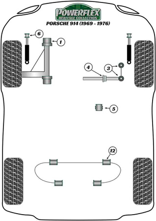 Nosné pouzdro ložiska sloupku řízení Polyuretanové pouzdro Powerflex Heritage Collection Porsche 914 (1970 - 1976) PFF57-405H