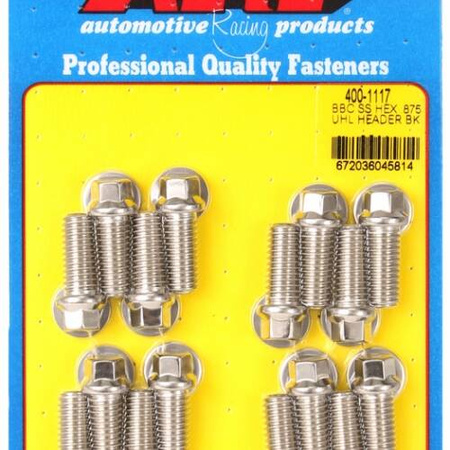 Sady čepů pro záhlaví ARP 400-1117 ARP BB Chevy SS hex .875 UHL header bolt kit Chevrolet Big Block